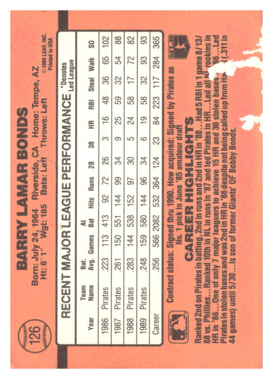 1990 Donruss #126 Barry Bonds