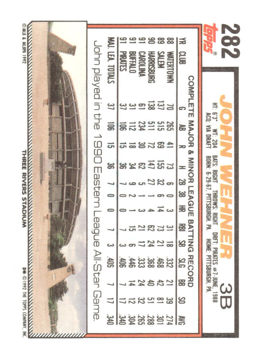 1992 Topps #282 John Wehner Gold
