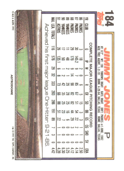 1992 Topps #184 Jimmy Jones