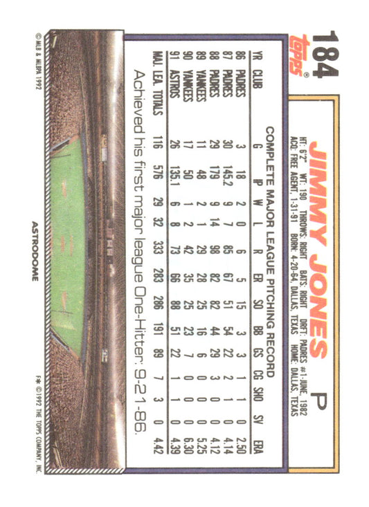 1992 Topps #184 Jimmy Jones