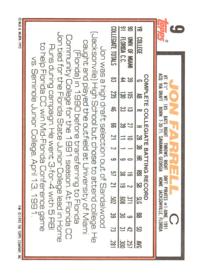 1992 Topps #9 Jon Farrell