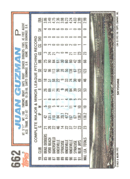 1992 Topps #662 Juan Guzman