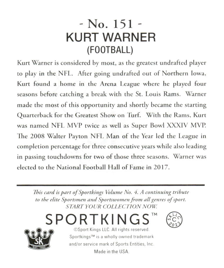 2023 Sportkings Volume 4 #151 Kurt Warner Mini