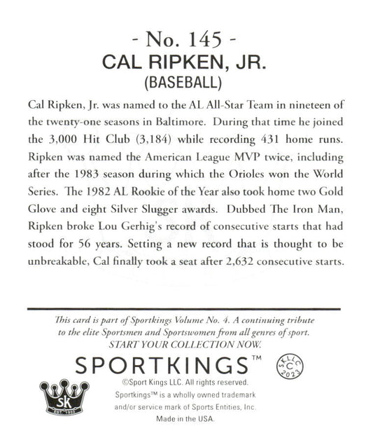 2023 Sportkings Volume 4 #145 Cal Ripken Jr. Mini