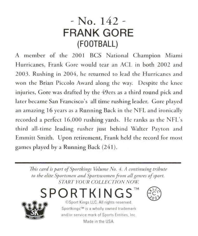 2023 Sportkings Volume 4 #142 Frank Gore