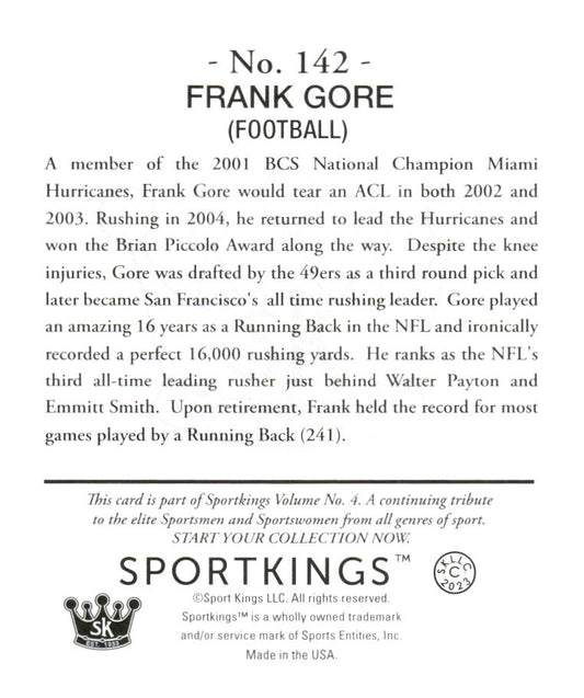 2023 Sportkings Volume 4 #142 Frank Gore