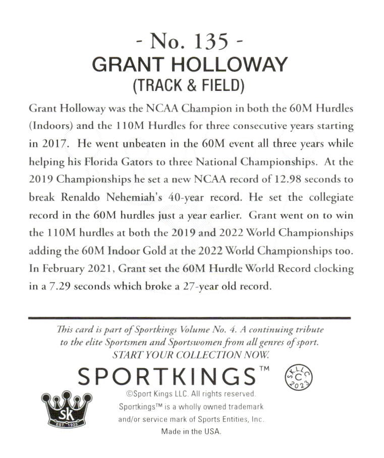 2023 Sportkings Volume 4 #135 Grant Holloway Mini