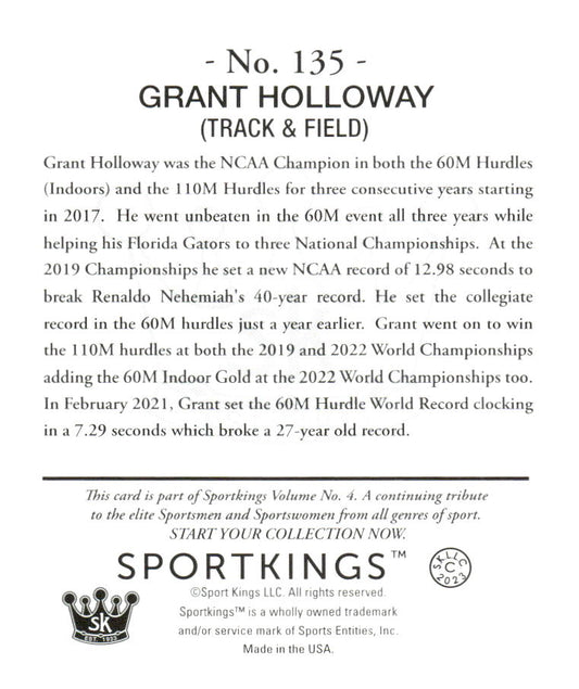 2023 Sportkings Volume 4 #135 Grant Holloway Mini