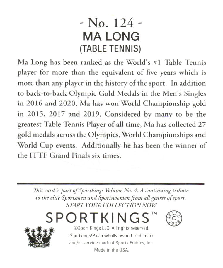 2023 Sportkings Volume 4 #124 Ma Long Mini