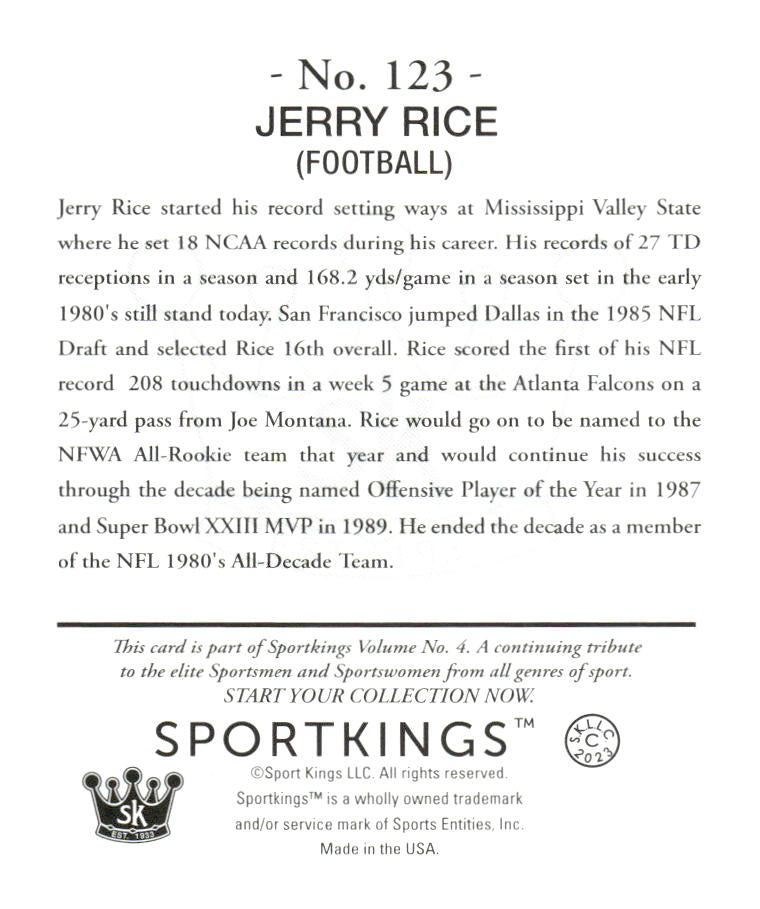 2023 Sportkings Volume 4 #123 Jerry Rice Mini