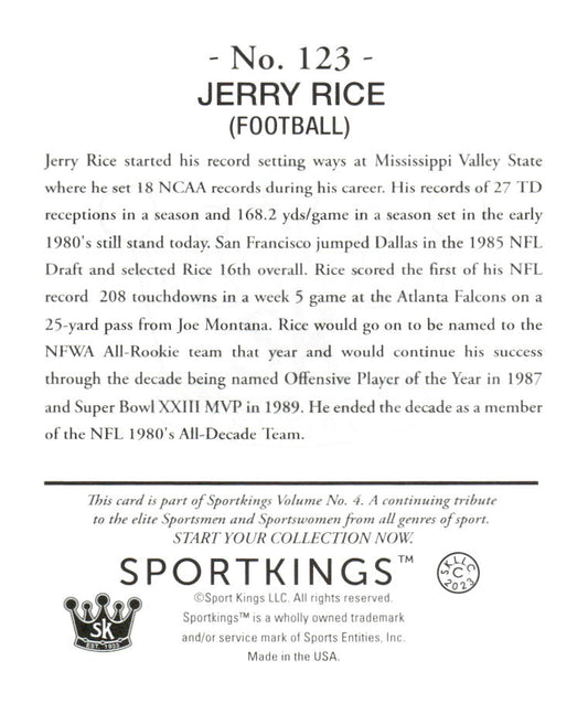 2023 Sportkings Volume 4 #123 Jerry Rice Mini