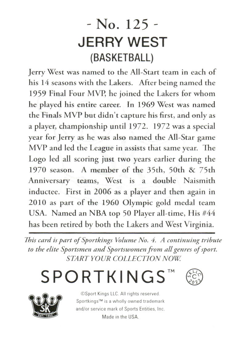 2023 Sportkings Volume 4 #125 Jerry West
