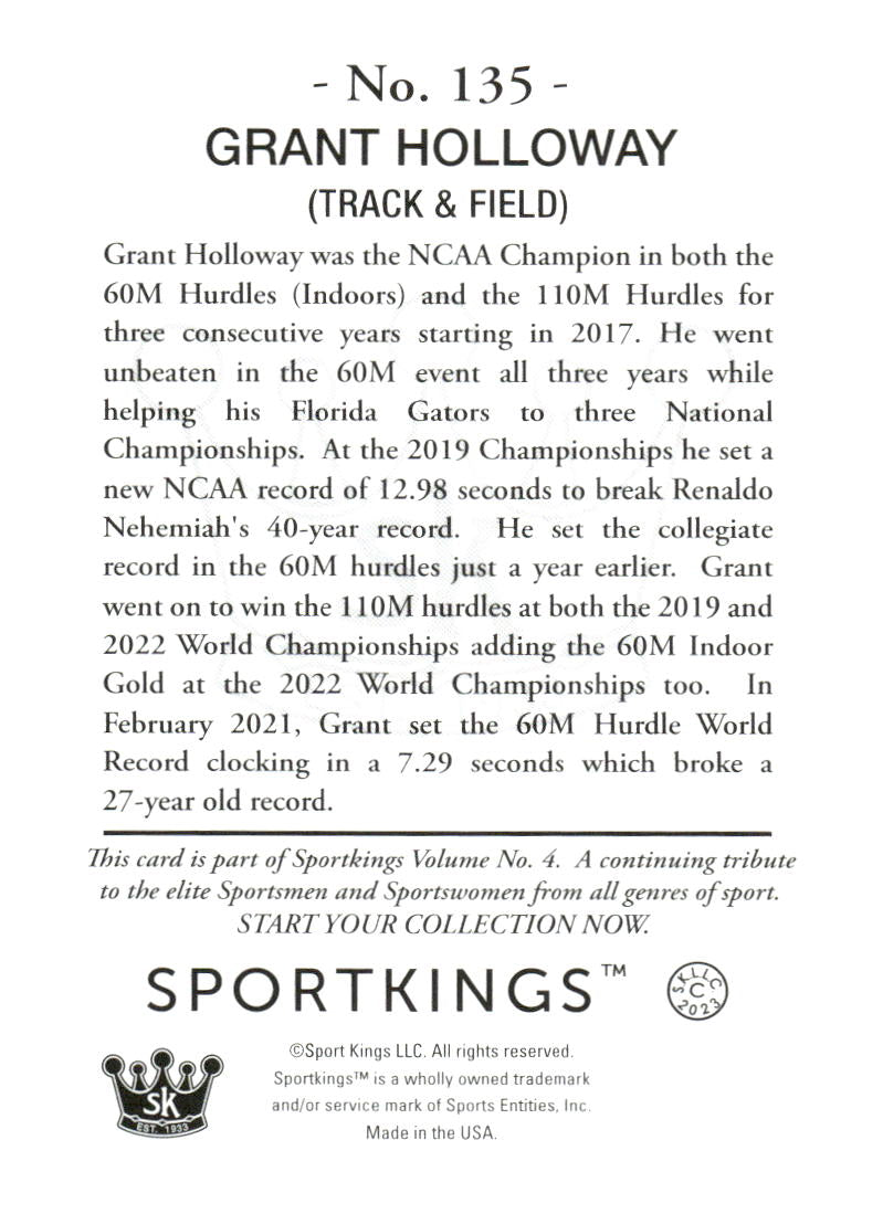 2023 Sportkings Volume 4 #135 Grant Holloway Light Blue