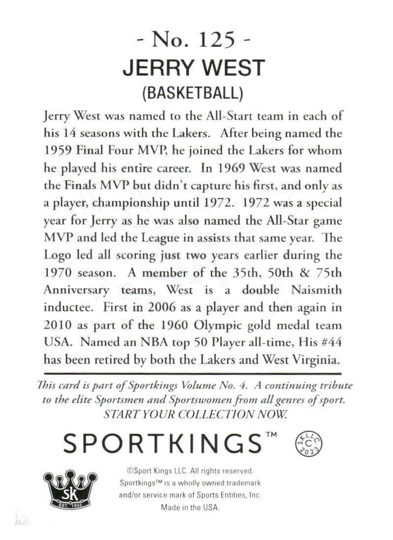 2023 Sportkings Volume 4 #125 Jerry West Silver
