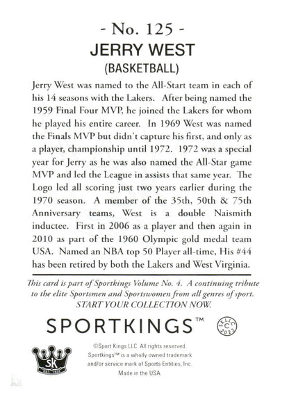 2023 Sportkings Volume 4 #125 Jerry West Silver