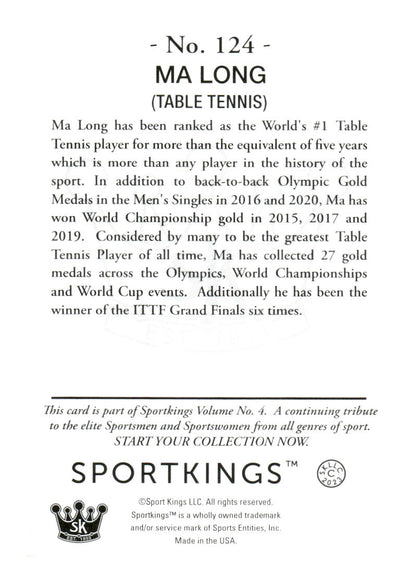 2023 Sportkings Volume 4 #124 Ma Long Silver