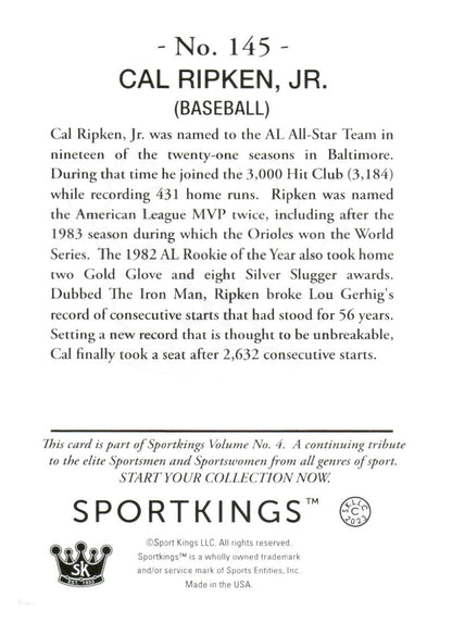 2023 Sportkings Volume 4 #145 Cal Ripken Jr. Silver