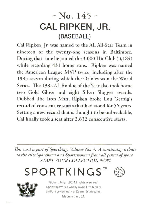 2023 Sportkings Volume 4 #145 Cal Ripken Jr. Silver