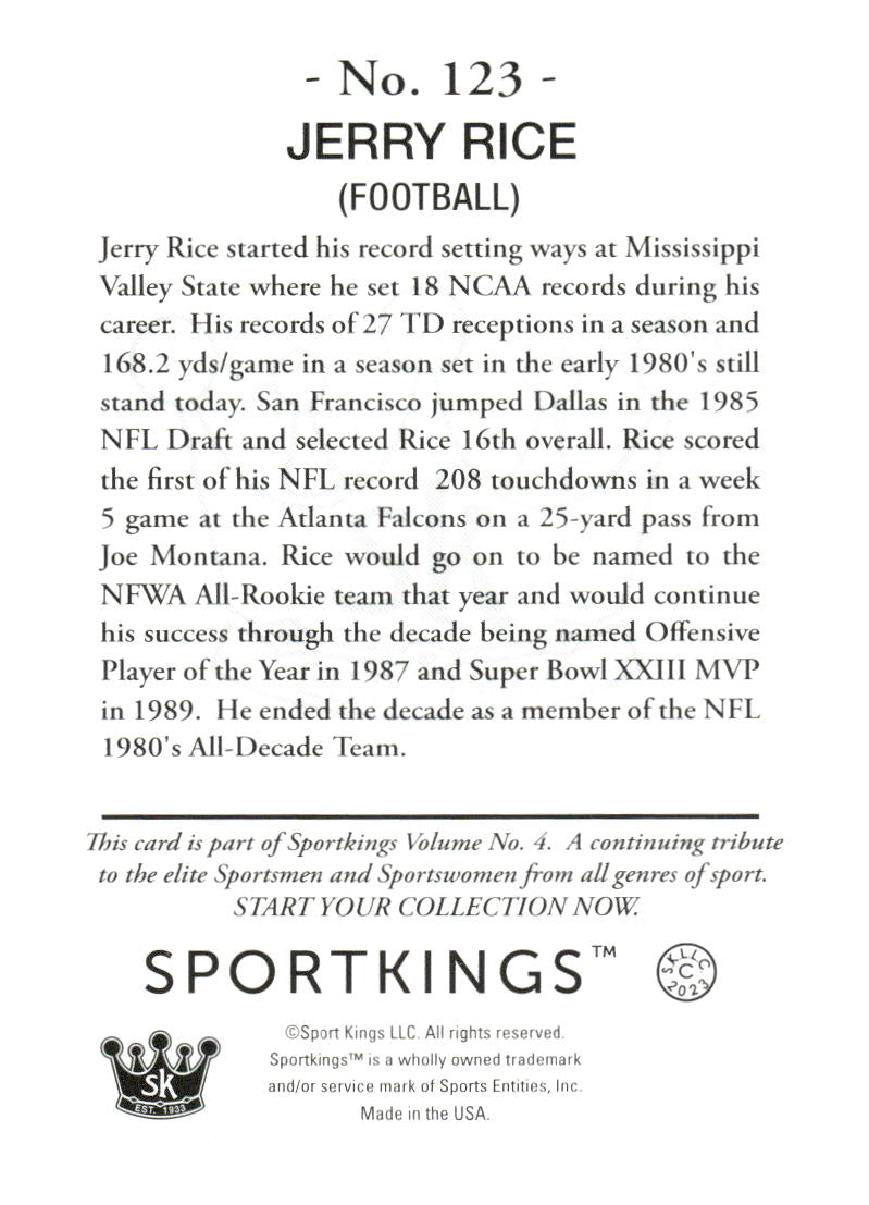 2023 Sportkings Volume 4 #123 Jerry Rice Light Blue