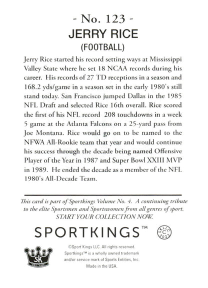 2023 Sportkings Volume 4 #123 Jerry Rice Light Blue