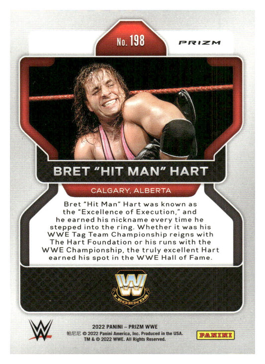 2022 Panini Prizm WWE #198 Bret The Hit Man Hart Red, White and Blue