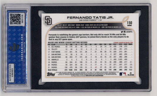 2022 Topps Chrome #150 Fernando Tatis Jr. X-Fractor ISA 10