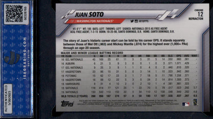 2020 Topps Chrome #12 Juan Soto Refractor ISA 10