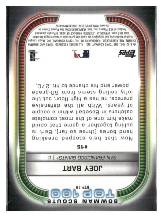 2021 Bowman #BTP-15 Joey Bart Bowman Scouts Top 100