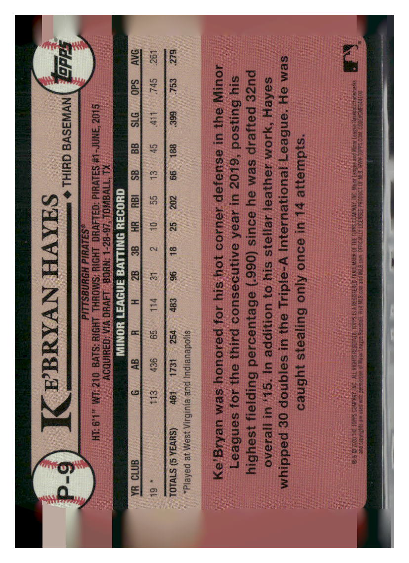2020 Topps Update #P-9 Ke'Bryan Hayes Prospects