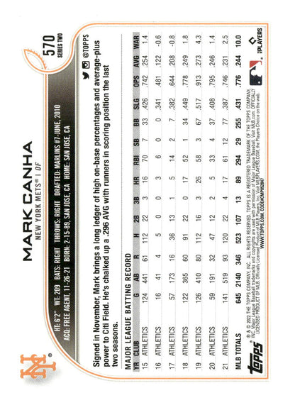 2022 Topps #570 Mark Canha All-Star Game Stamped