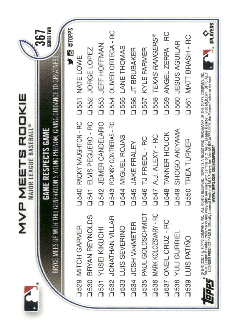 2022 Topps #367 MVP Meets Rookie