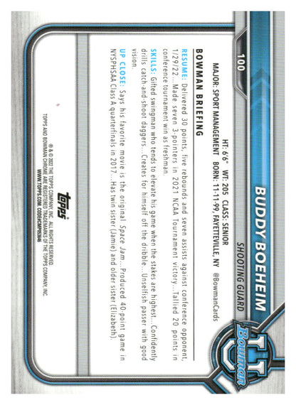 2021-22 Bowman University #100 Buddy Boeheim Pink
