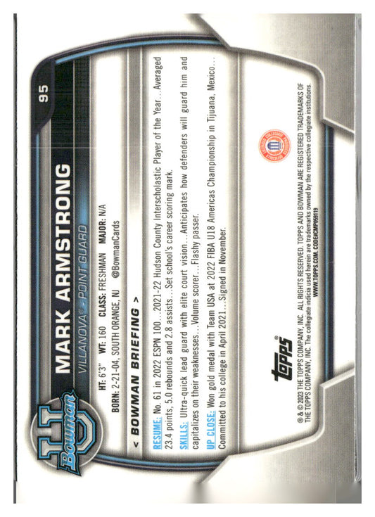 2022-23 Bowman University Chrome #95 Mark Armstrong