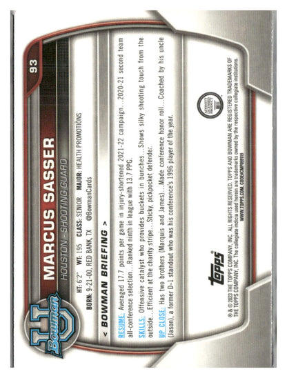 2022-23 Bowman University Chrome #93 Marcus Sasser
