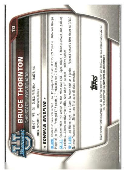 2022-23 Bowman University Chrome #70 Bruce Thornton