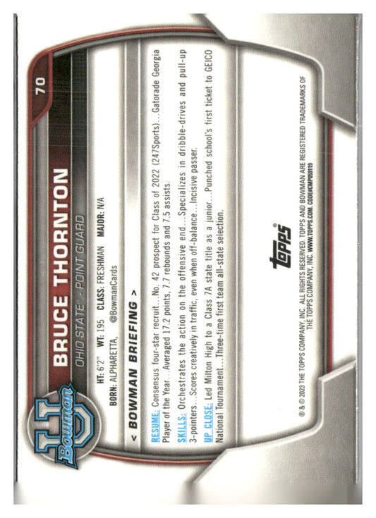 2022-23 Bowman University Chrome #70 Bruce Thornton