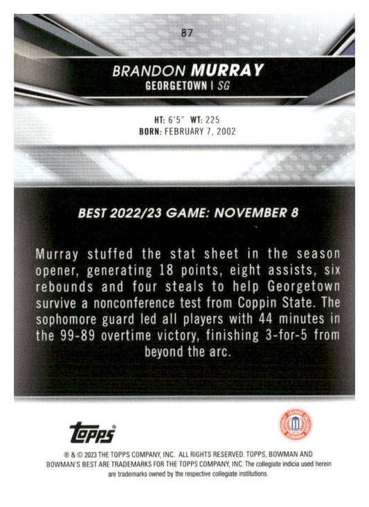 2022-23 Bowman University Best #87 Brandon Murray
