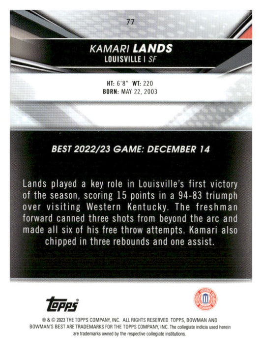2022-23 Bowman University Best #77 Kamari Lands