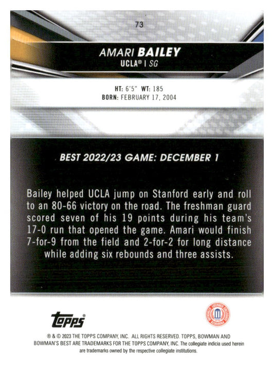 2022-23 Bowman University Best #73 Amari Bailey