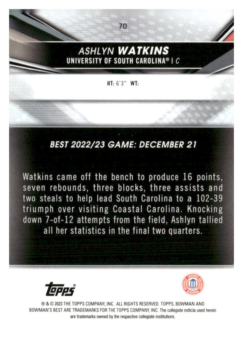 2022-23 Bowman University Best #70 Ashlyn Watkins