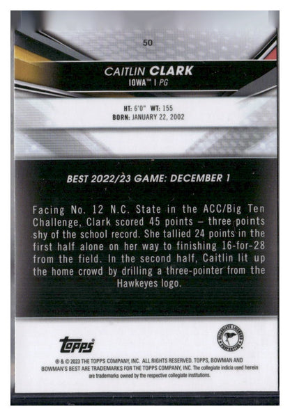2022-23 Bowman University Best #50 Caitlin Clark