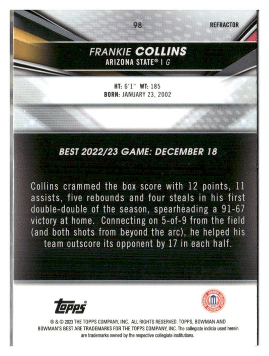 2022-23 Bowman University Best #98 Frankie Collins Refractors
