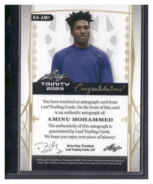 2023 Leaf Trinity #BA-AM1 Aminu Mohammed Holo Silver
