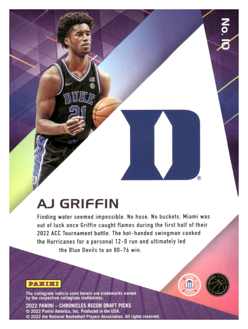 2022 Panini Chronicles Draft Picks #10 AJ Griffin Recon