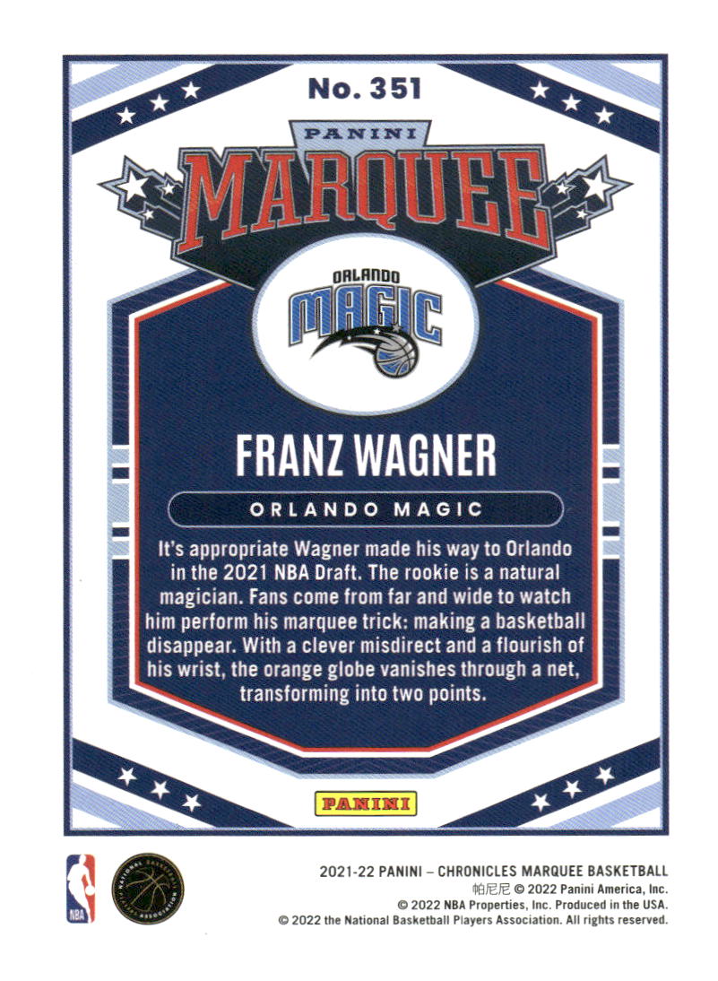 2021-22 Panini Chronicles #351 Franz Wagner