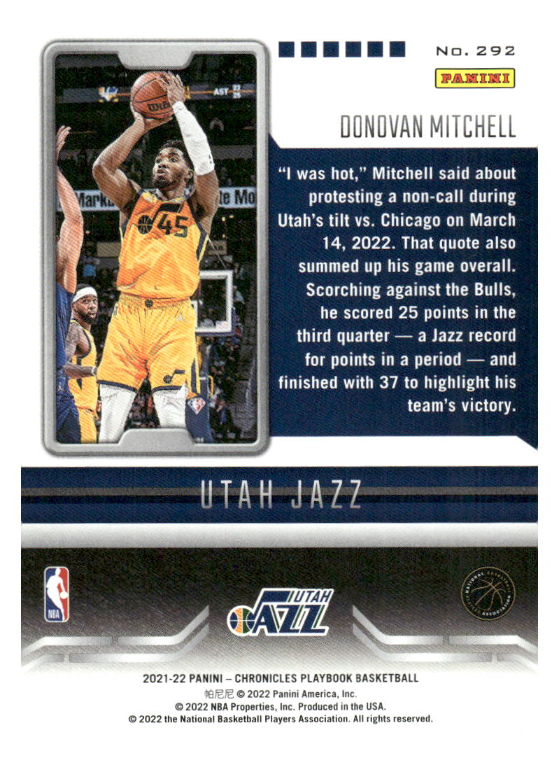 2021-22 Panini Chronicles #292 Donovan Mitchell Red #/149
