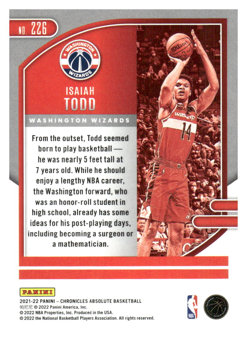 2021-22 Panini Chronicles #226 Isaiah Todd Red