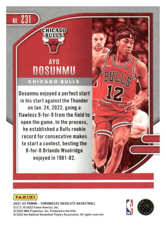2021-22 Panini Chronicles #231 Ayo Dosunmu Bronze