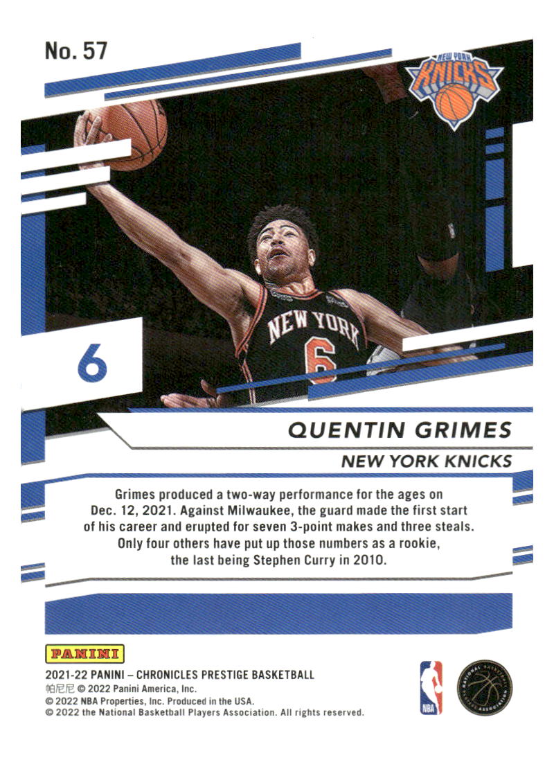 2021-22 Panini Chronicles #57 Quentin Grimes