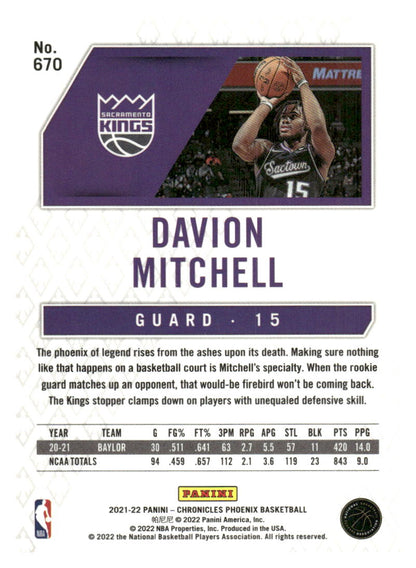 2021-22 Panini Chronicles #670 Davion Mitchell